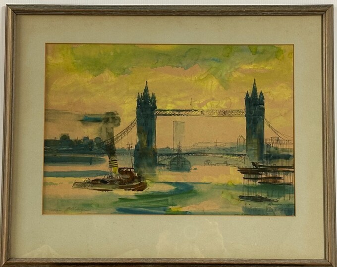 Original Watercolour Of London Bridge By Oliver Gilmore Brabbins (1912 - 1973)