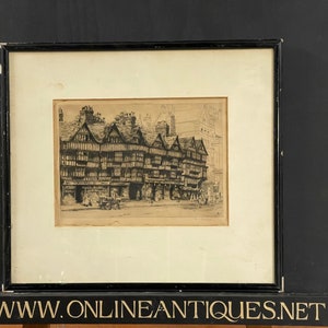19th Century Etching By Mabel Catherine Robinson Of Staple Inn Holborn London