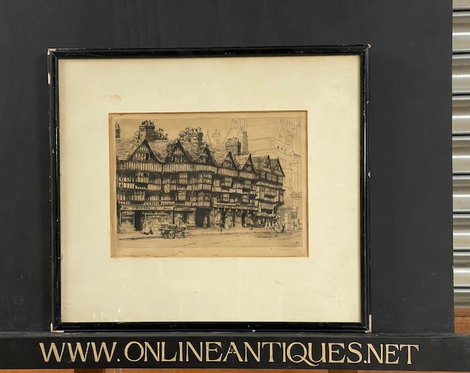 19th Century Etching By Mabel Catherine Robinson Of Staple Inn Holborn London