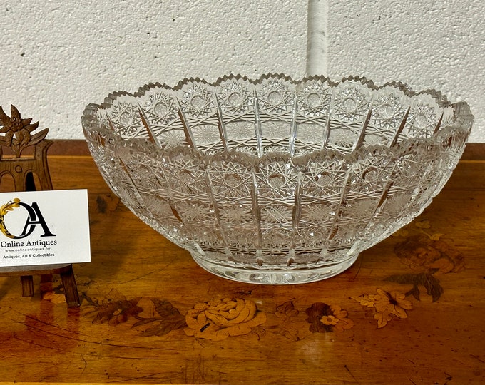 Vintage Queen Lace Oval Shaped Glass Fruit Bowl