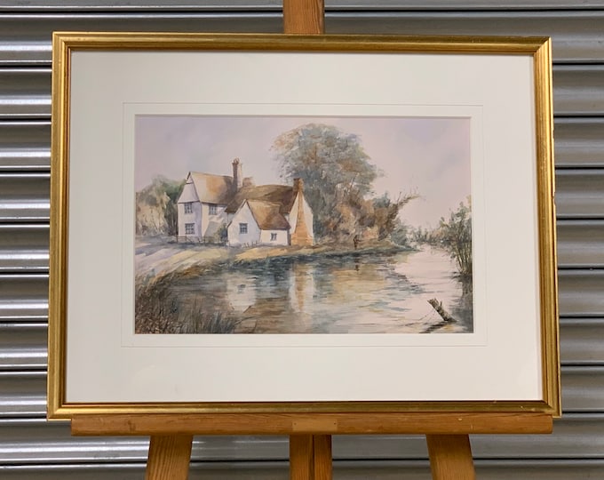 Lovely Original Watercolour By The Artist Patricia Spink Of Willy Lott’s Cottage, Flatford, East Bergholt, Suffolk dated 2002