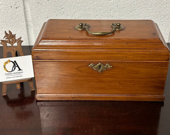 Beautiful 19th Century Mahogany Tea Caddy With Brass Swan Neck Handle