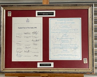 Autographed Cricket Memorabilia - Englands First Win In Barbados And Gary Sobers Signed Menu