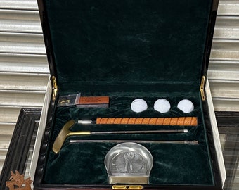 Presentation Putter and Balls in Burr Walnut Fitted Case For Man’s 60th Birthday