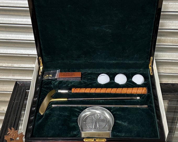 Presentation Putter and Balls in Burr Walnut Fitted Case For Man’s 60th Birthday