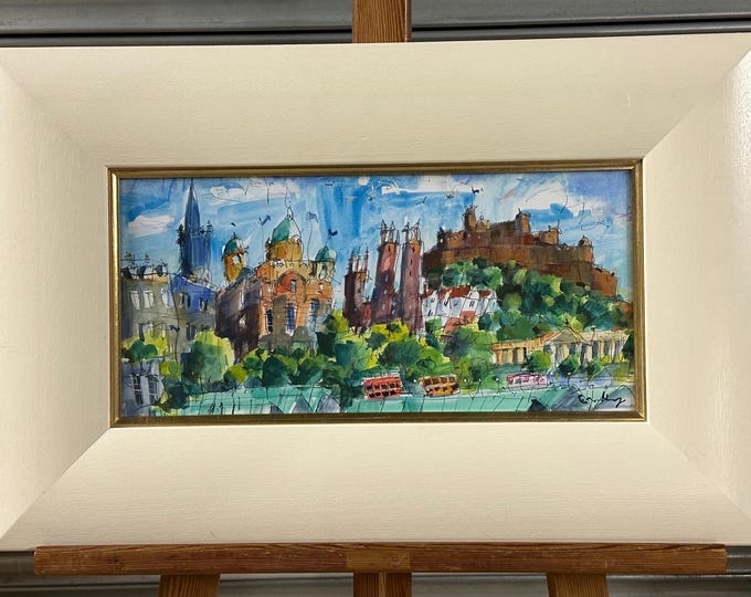 Ron Eardley – “Edinburgh Panorama” – Original Watercolour, Signed, Framed