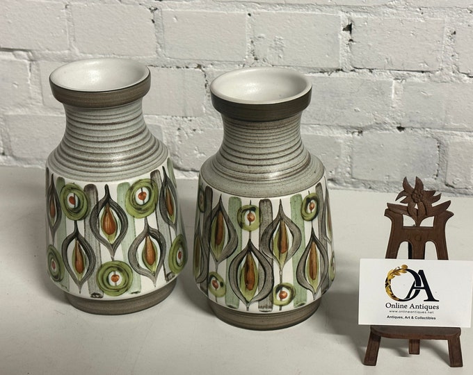 Pair Of Retro 1960’s Mid Century Langley Pottery ‘Minstrel’ Vases