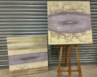 Pair of Large Original Abstract Oil Paintings On Canvas By Barty Bailey – Textured Modern Art In Neutral Tones -