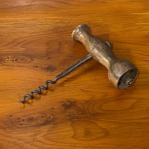 Antique Wooden Corkscrew Wine Bottle Opener - Collectible / Rare Antiques