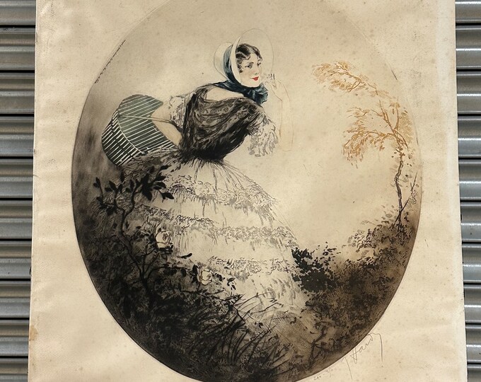 Rare Antique Etching Depicting A Portrait Of A Beautiful Lady Signed J Hardy