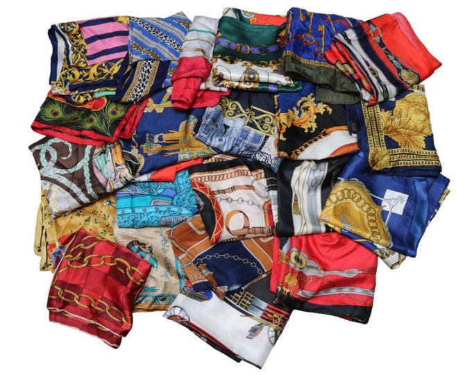 Large Collection of Approx 40 Silk ‘Hermes Style’ and Handmade Scarves