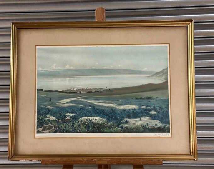 c1900 Print ‘Spring In Palestine’ Sea Of Galilee, Israel Signed by the Artist, Stanley Inchbold