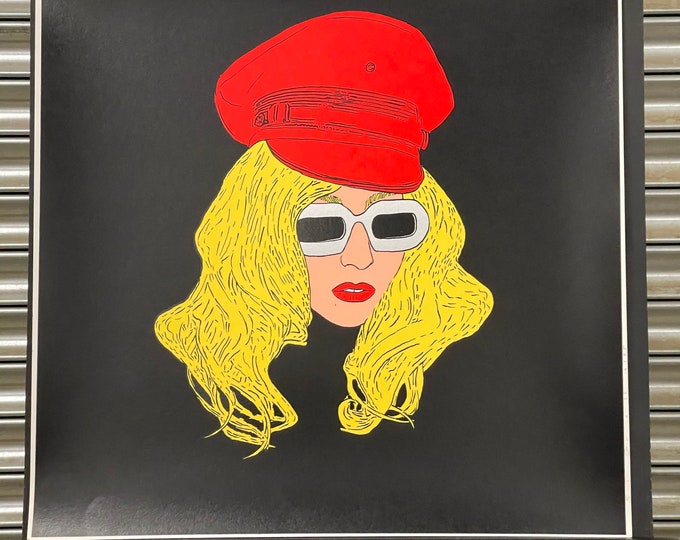 Superb Limited Edition Of 25 Silkscreen Print Of Lady Gaga By Si Gross 2011