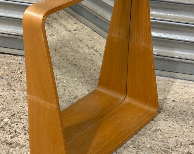 Vintage Retro Danish Mid-Century Teak Mirror With Shelf