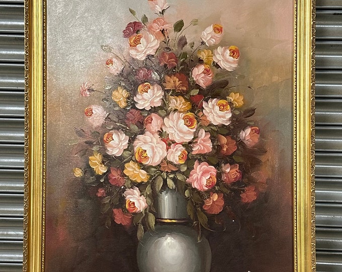 Gorgeous Large Original Oil Painting Still Life Floral Display