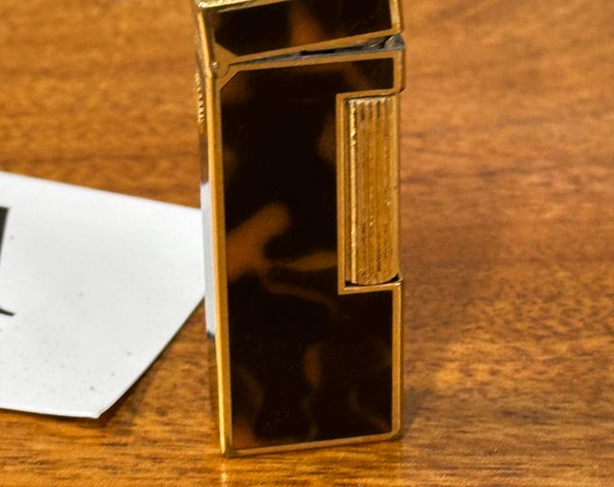 Vintage Dunhill Tortoiseshell Lacquer & Gold Tone Rollagas Lighter US RE 24163