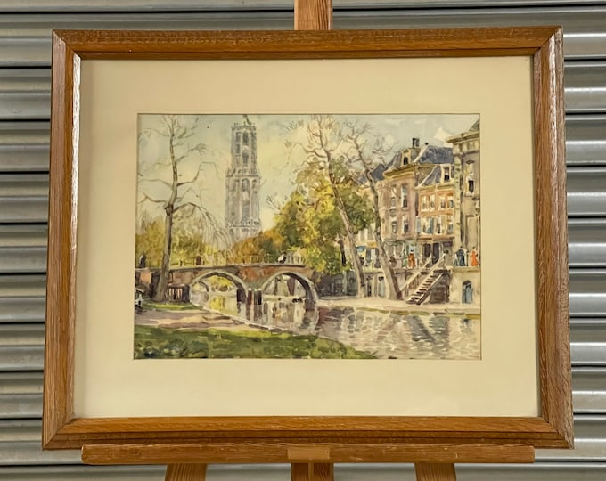 Beautiful Original Watercolour of City River Scene - Unsigned.