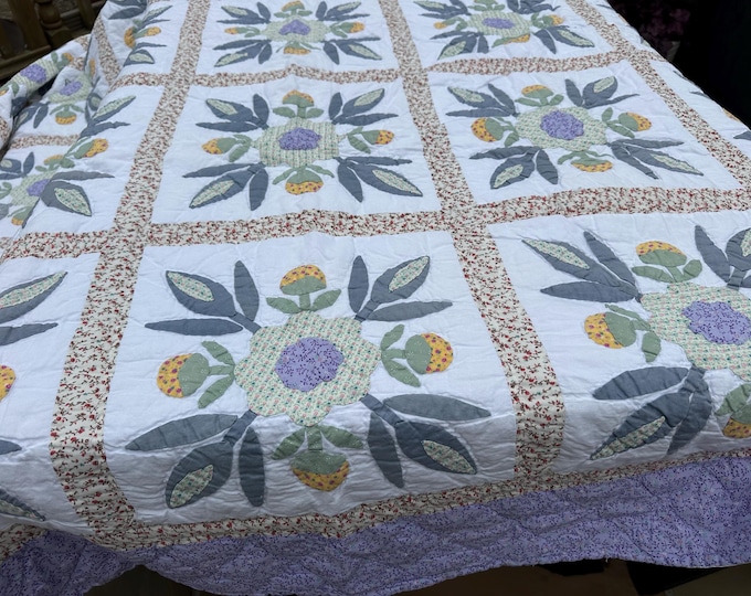 Vintage Hand Made Patchwork Style Quilt Duvet Cover 270cm X 240cm With Pillow Cover