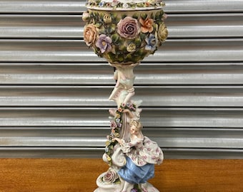 Large Stunning 19thC Sitzendorf German Porcelain Figural Table Lamp