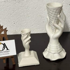 Gorgeous Jonathan Adler White Porcelain Match Holder & Vase