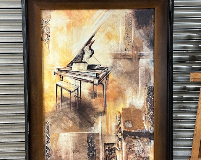 Very Large Framed Abstract Print Of A Piano