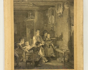 Antique Engraving “The Rabbit on the Wall” After Sir David Wilkie R.A. – Engraved by John Burnet – 1877