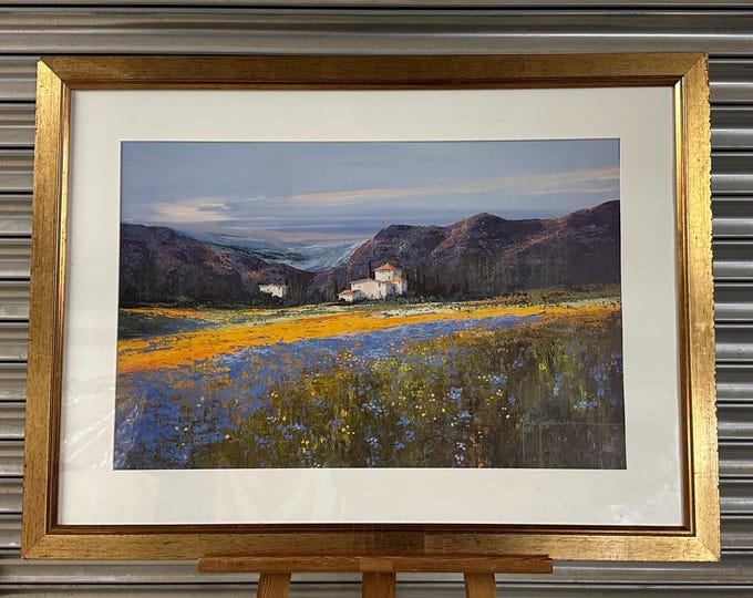 Large John Horsewell Print – ‘Tuscan Landscape’ Countryside Scene, Framed & Glazed