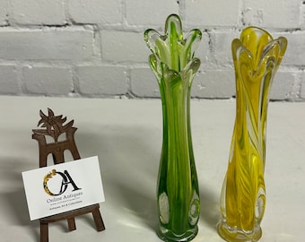 Two Beautiful Vintage Mid Century Murano Glass Vases