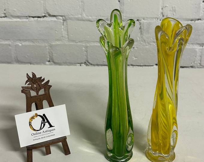 Two Beautiful Vintage Mid Century Murano Glass Vases