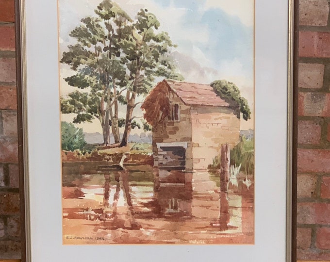 Lovely Original Watercolour Of A Boathouse By The Artist Ethel Louise Rawlins, Dated 1947