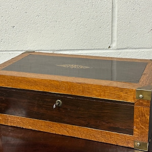 Gorgeous Antique c1900 Campaign Writing Slope with Working Key