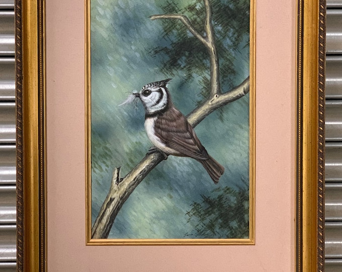 Beautiful Detailed Painting Of A Crested Tit Bird By Gordon C Turton