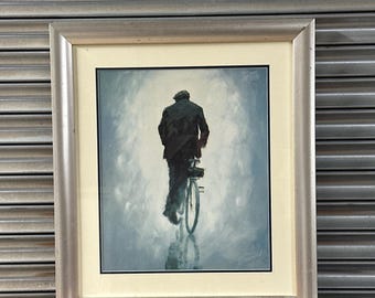 Alexander Millar “Dismount” Framed Print – Northern Figurative Art Bicycle Scene