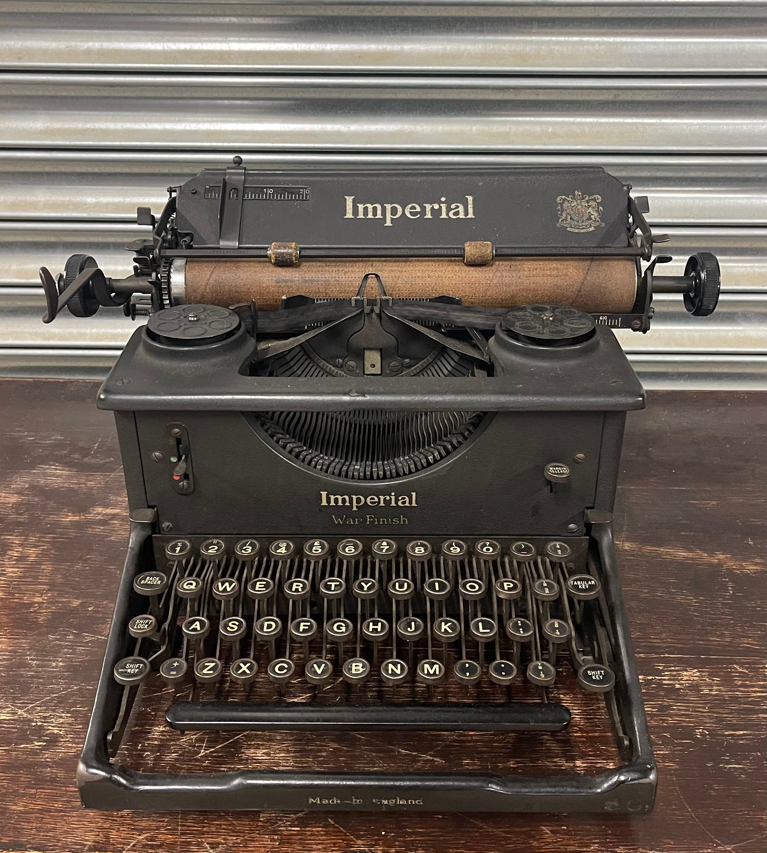 Antique circa 1940’s Imperial 50 War Finish Typewriter