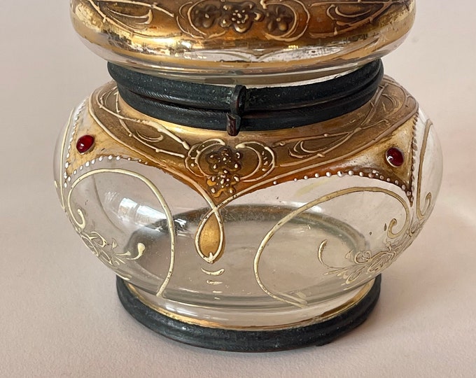 Beautiful 19th Century Continental Bohemian Enameled Glass Trinket Casket