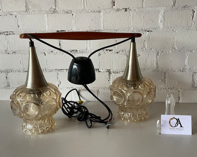 Stunning Mid Century circa 1970’s Retro Teak Scandinavian Style Ceiling Lights