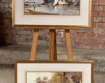 Wonderful Pair Of Original Watercolours By G Marler Fishing & Country Scenes
