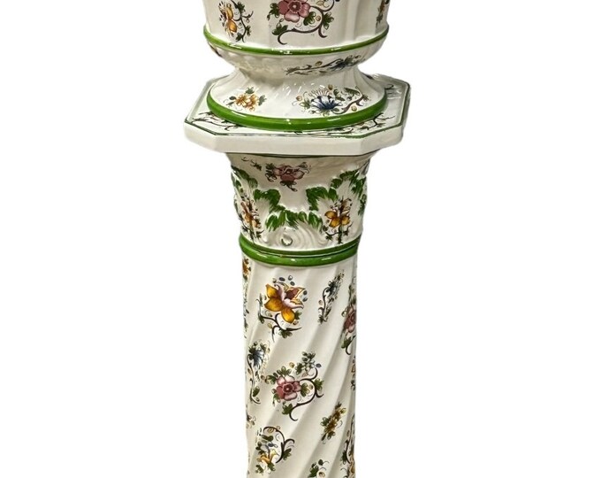 Beautiful Vintage Capodimonte Ceramic Italian Jardiniere on Pedestal