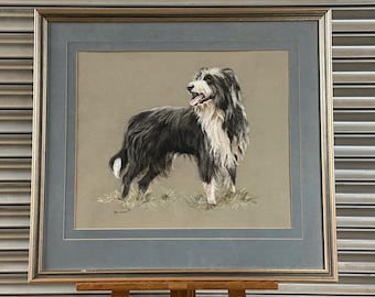 Stunning Original Pastel Of A Collie Dog By The Extremely Talented Artist Peter Barker