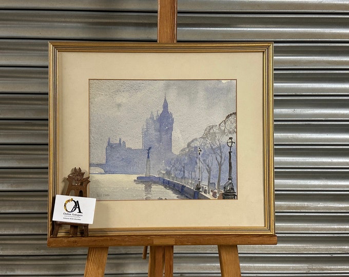 Superb Original Watercolour Of London / Big Ben By American Artist Eliot O’Hara