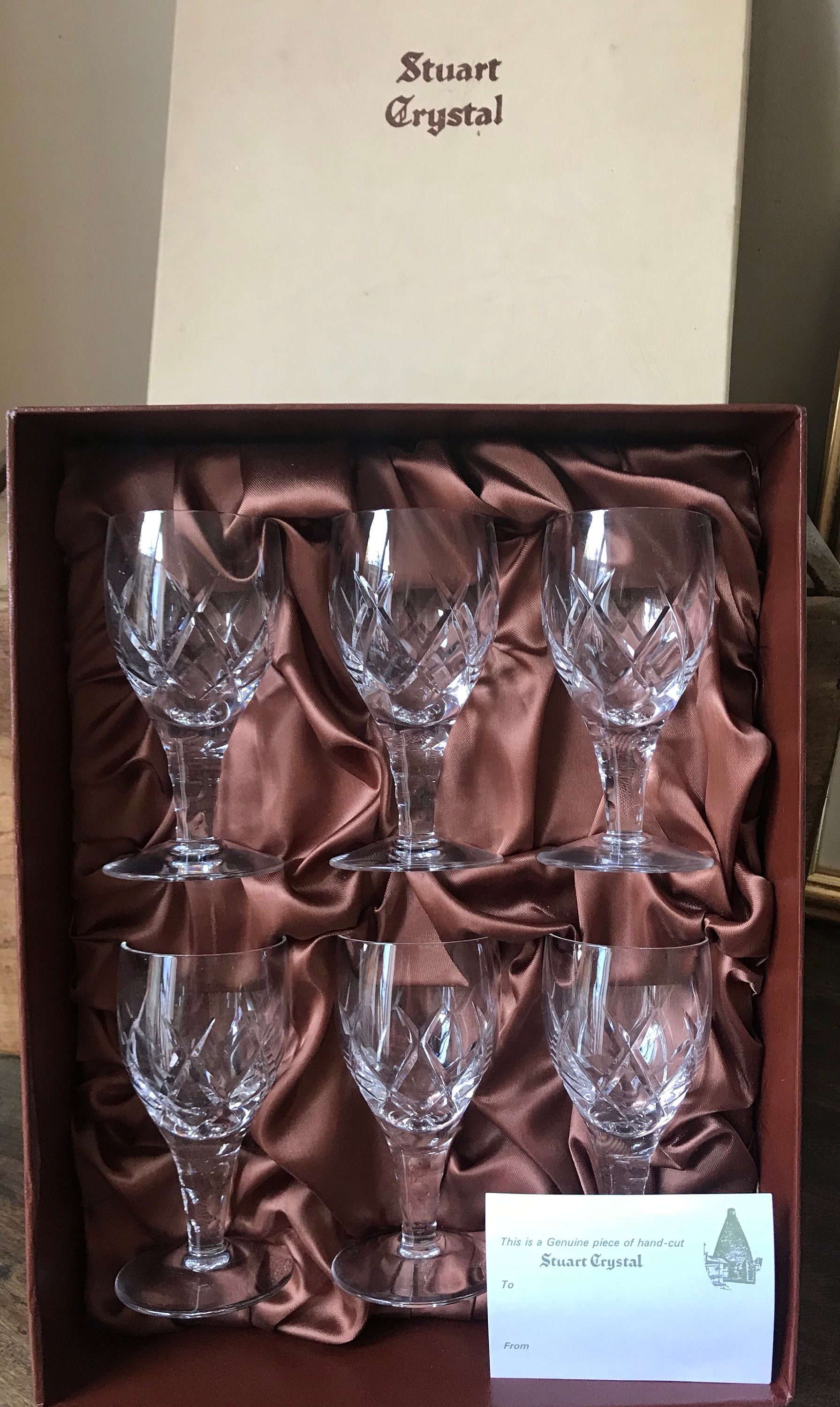 Beautiful Set Of Six Vintage Small Stuart Crystal Cut Glass Port Goblet