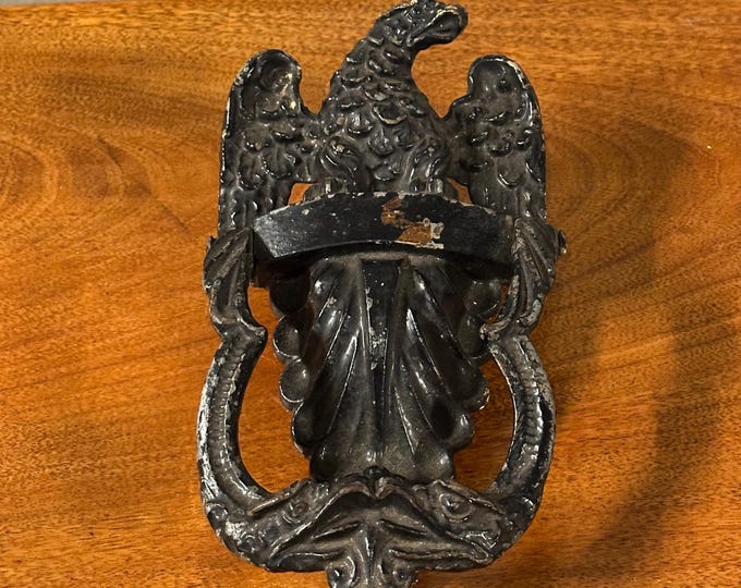 Large 19th Century Victorian Stately Eagle Cast Iron Door Knocker