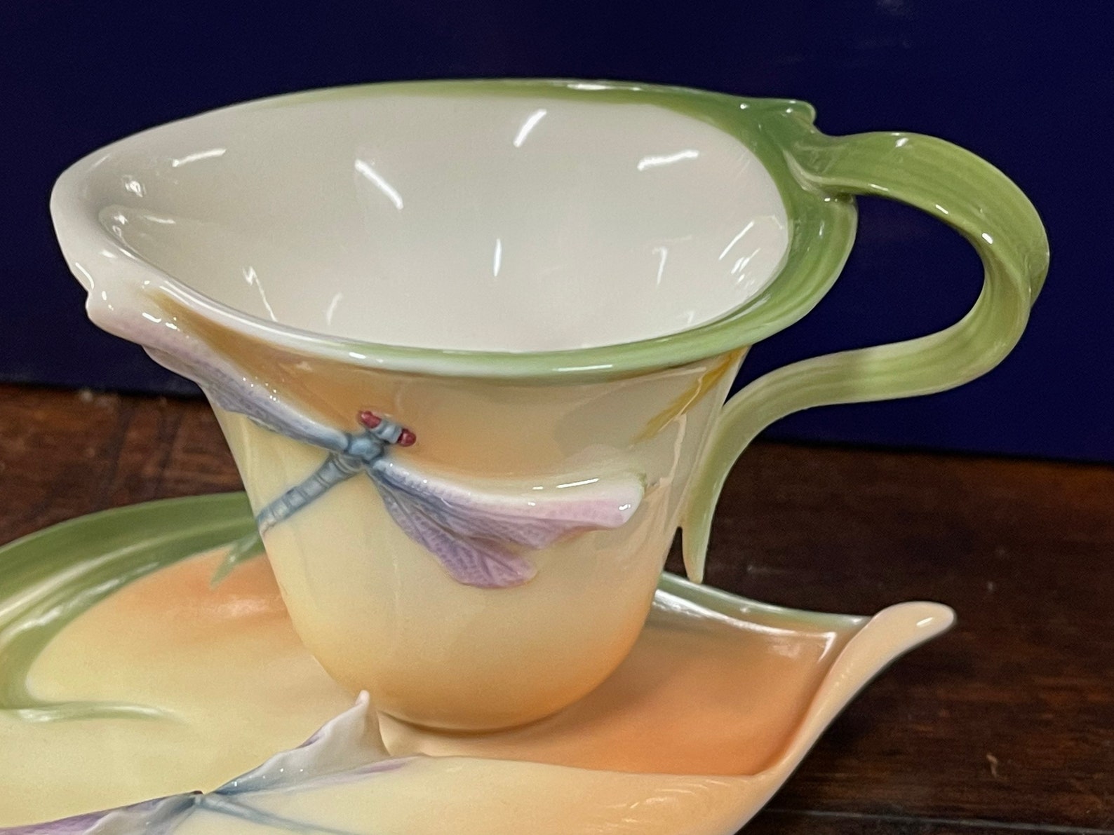 Beautiful Franz Porcelain Dragonfly Cup and Saucer Designed Etsy