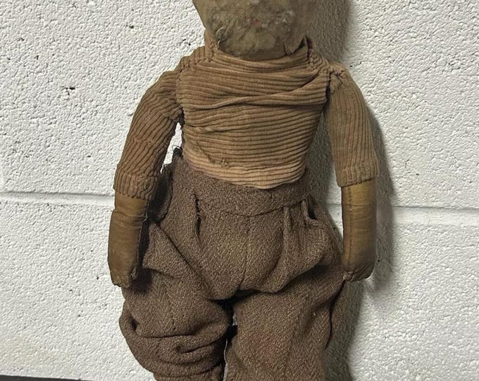 Rare Very Old Antique Well Loved Kathe Kruse Oil Cloth Boy Doll for Restoration circa 1920 - Has wide hips
