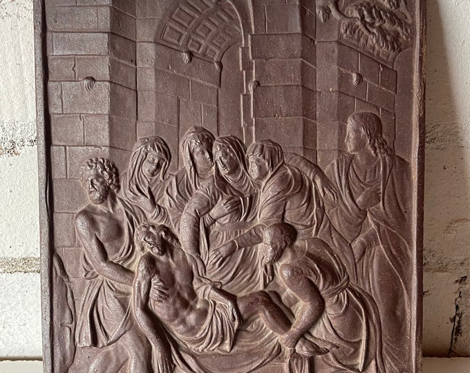 Antique Cast Iron Plaque of The Entombment of Christ