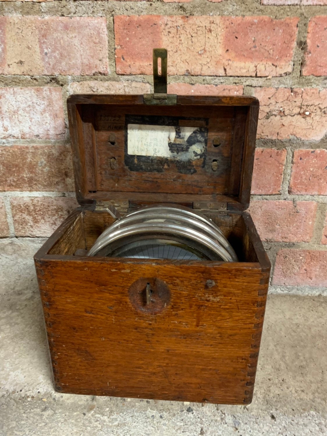 Vintage Pigeon Racing Clock In A Dovetailed Wooden Case