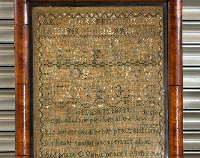 Antique Framed And Glazed 19th Century Georgian Hand Stitched Sampler Dated 1821