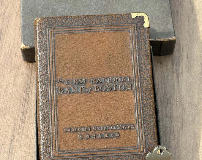 Rare The First National Bank Of Boston Metal Book Piggy Bank With Original Box