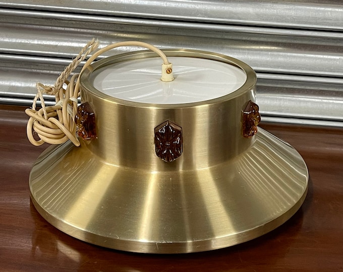 Circa 1960’s/70’s Mid Century Retro Gold Flying Saucer Style Pendant Light.