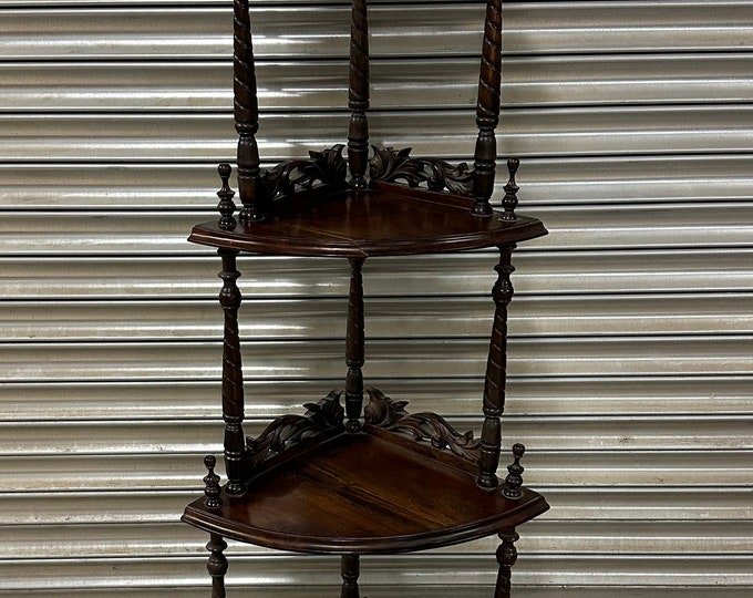 Lovely Ornate Antique Circa c1900’s Mahogany Corner Whatnot / Shelves